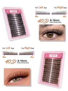 PALM LASHES 216Pcs Brown/Black Lash Clusters 40D Eyelash Extensions 8-16mm Cat Eye Wispy Eyelash Clusters D Curl Eyelash Clusters Left & Right Lash Extension At Home