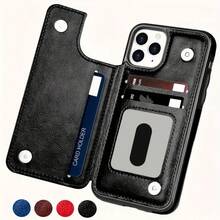 Compatible With IPhone 16e, 16, 15, 14 Plus, 13, 12, 11 Pro Max Wallet Phone Case – Features Card Holder, Kickstand Slot, Dual Magnetic Clasp, And Durable Protective Cover. The Perfect Gift For Friends, Family, Or Yourself. - 黑色 - 查看 7