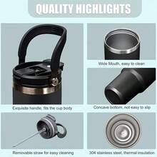 1 件 20/30 盎司不锈钢玻璃杯，带盖和手柄 - 双层隔热，可保温/保冷咖啡杯，防漏，真空隔热，户外容量大