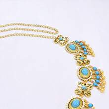 1 pièce Best-seller Chaîne de taille en fausse turquoise, bijou de corps sexy à cristaux multicouches avec gland, style vintage