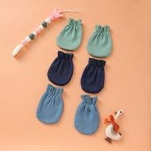 3/4/5/6 Pares de manoplas de unicolor para recién nacidos, aptas para todas las estaciones, guantes de protección de manos para niños y niñas, regalo ideal para recién nacidos