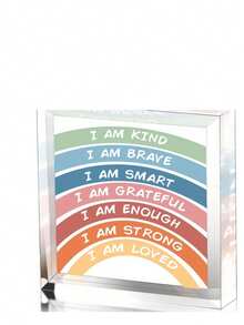 One Heartfelt Acrylic Inspirational Plaque With Colorful Motivational Quotes - Battery-Free, Perfect For Decorating Offices, School Classrooms, And Psychological Counseling Rooms - An Inspiring Gift For Friends, Colleagues, Teenagers, And Families, An Inspirational Present - Multicolor - View 7