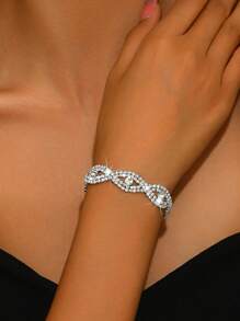 Ensemble de bijoux : collier, boucles d'oreilles et bracelet orné de strass, collier de style européen et américain avec diamants, accessoire de mariée cadeau