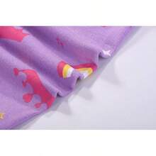 Girls Pure Cotton Summer Pjs Size 2T-14Years, Little Girls Short Sleeve 4-Piece Sleepwear Kids Toddler Pajamas Set - 白色和紫色的可愛貓咪 - 查看 7