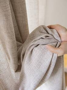 1 件亚麻现代亚麻纱窗帘 - 日式亚麻风格，杆袋设计，适用于客厅和卧室 - 透明轻质滤光窗帘，客厅窗帘，卧室窗帘（面料重量 160 克） - 米色 - 查看 2