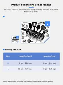 قطعة واحدة ملصق إكسسوارات المطبخ الإبداعية الجديدة، ملصقات لديكور المنزل، ملصقات مائية قابلة للإزالة لمطعم أو مطبخ أو ديكور المنزل - الأسود - مشاهدة 8