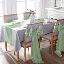 8pcs/Set Satin Finish Tablecloths 7*108 Inch White Color, Smooth Fabric Decorative Tablecloths For Wedding, Party, Birthday, Graduation, DIY Decor