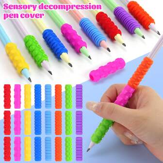 Adult Sensory Fidget Toys, Silicone Texture Quiet Anxiety Relief Item Tool - Quite Fidget Toys For Classroom - Travel Toys For Road Trips, Random Color & Style (Pen Not Included)