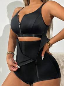 Neue Damen Shapewear mit Taillenkontrolle, Po-Anhebung, Knöpfen vorne, Seitlichem Reißverschluss, gepolstertem BH, Bodysuit