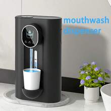 18.26oz Automatic Touchless Mouthwash Dispenser, USB Rechargeable, 3 Water Flow Modes, LED Display, Comes With 2 Magnetic Cups, White/Black, Essential For Back To School Season - Black - View 8