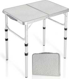 Small Folding Table 2 Feet, Small Foldable Table Adjustable Height, Lightweight Portable Aluminum Camping Table, 3 Heights, 23in X 15 In X 10 In - Multicolor - Ver 1