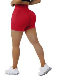 Shorts de cintura alta sin costuras para entrenamiento - 3" Rojo - Ver 7