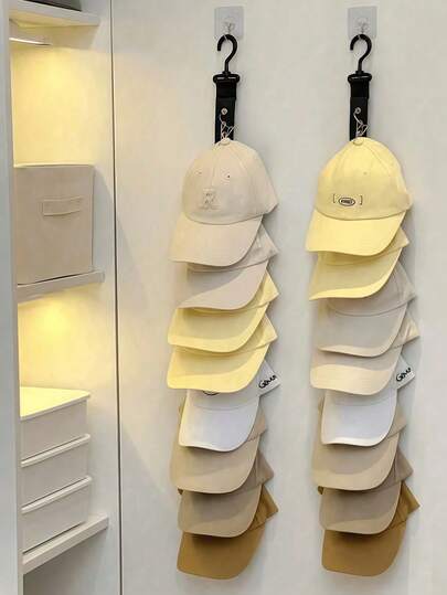 1pc Baseball Cap Holder Rack, Unisex, With Hooks And Clips, Suitable For Wardrobe And Cabinet Doors, Can Be Hung On Doors Or Walls As A Hat Storage Rack, Ideal For Baseball Cap Enthusiasts To Store And Display Hats. Bedroom, Storage, Home Organization, White T-Shirt, Black Pants, Women's Winter Clothes, Dress.