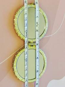 1pc Fashionable & Elegant Vintage Floral Print Portable Folding Compact Mirror