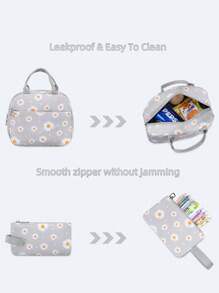 Set 3 buc. rucsac imprimat cu cutie de prânz și penar, design cu compartimente multiple, închidere cu fermoar, căptușeală din poliester, curea de umăr reglabilă, buzunar lateral pentru sticlă de apă, potrivit pentru utilizare zilnică, exterior, călătorii, rucsac din poliester impermeabil și durabil, cadou pentru întoarcerea la școală