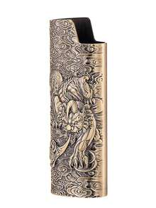 1 pieza Carcasa para encendedor con diseño 3D de Pixiu, apta para encendedor BIC J6 de tamaño completo: carcasa de metal fashion durable a prueba de explosiones, encendedor vintage minimalista a prueba de viento y duradero - Multicolor - Ver 16