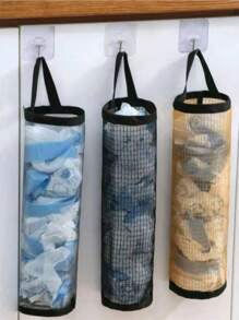 1pc Hanging Durable Garbage Bag Holder, Plastic Bag Dispenser, Mesh Hanging Storage Organizer, Foldable Breathable Washable Hanging Mesh Trash Bag Holder, Multifunctional Household Kitchen Supplies, Space-Saving Mesh Plastic Bag Rack - Breathable, Washable, Foldable - Ideal For Kitchen Organization, Durable Washable Trash Bag Rack, Cleaning Supplies, Home Essentials, Back To School Necessities (Random Color And Style)