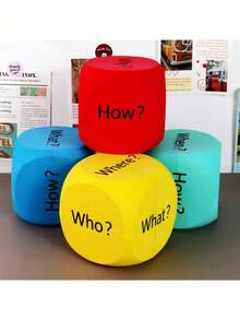 BELLKIDS 4 PCS Spelling Dice, 4 Colors, Roll Dice, Learning Dice, Question Dice, Suitable For , Reading, Home, Party Games