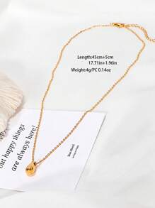 1pc European And American Style Fashionable Simple Stainless Steel Shiny Teardrop Pendant Necklace For Women, Perfect For Festival Gift And Daily Wearing