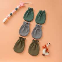 3/4/5/6 Pares de manoplas de unicolor para recién nacidos, aptas para todas las estaciones, guantes de protección de manos para niños y niñas, regalo ideal para recién nacidos