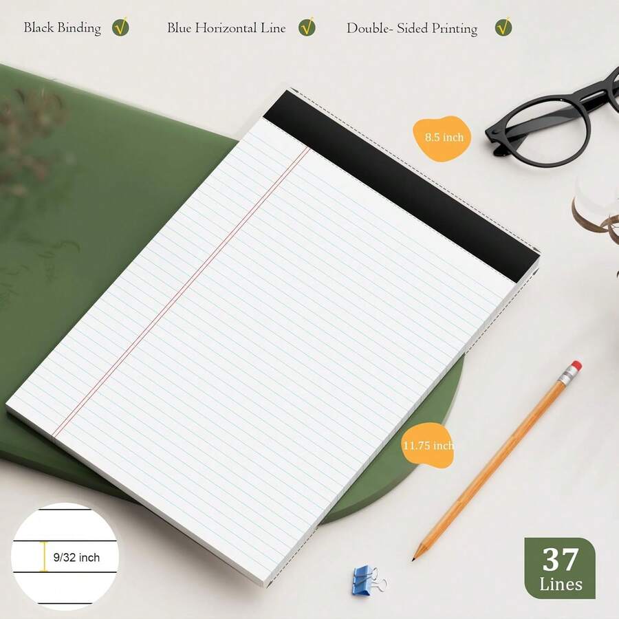 2 Pack Of Legal Pads 8.5 X 11 College Ruled Writing Pads 8.5 X 11.75 Notepad 30 Sheets Per Note Pads Notebook Study Back 8x11 Pads Of Paper WKWF - 2 Pack College Ruled - View 1