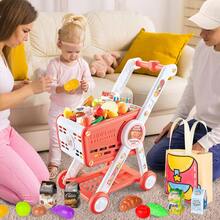 Kids Shopping Cart Trolley Play Set With Pretend Food And Accessories Grocery Shopping Cart Pretend Play And Role-Playing Games