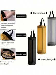 1pc Hanging Durable Garbage Bag Holder, Plastic Bag Dispenser, Mesh Hanging Storage Organizer, Foldable Breathable Washable Hanging Mesh Trash Bag Holder, Multifunctional Household Kitchen Supplies, Space-Saving Mesh Plastic Bag Rack - Breathable, Washable, Foldable - Ideal For Kitchen Organization, Durable Washable Trash Bag Rack, Cleaning Supplies, Home Essentials, Back To School Necessities (Random Color And Style)
