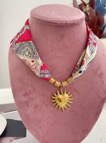 1 pieza Collar de concha, sol y corazón con cinta elegante y de lujo, estilo bohemio y creativo, para dama, hermana, pareja, graduación, regalo, adecuado para uso diario, citas, fiestas, vacaciones, verano y playa