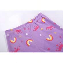 Girls Pure Cotton Summer Pjs Size 2T-14Years, Little Girls Short Sleeve 4-Piece Sleepwear Kids Toddler Pajamas Set - 白色和紫色的可愛貓咪 - 查看 5