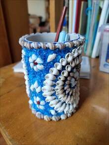 صندوق تخزين زخرفي، حامل أقلام، منظم مستحضرات التجميل، ديكور غرفة، هدية عملية وإبداعية للنساء والفتيات في عيد الميلاد، من صنع الأصداف الطبيعية