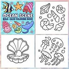 1 PC[OCEAN SCENE]Spiral Bound Colouring Book Coco For Adults And Teenagers, Exquisite Thick Paper, Cartoon Comfortable Cute Bold And Simple Pattern Wyo Coloring Book Watercolor Sketchbook Children's Toy, Slow Release Stress, Kill Time, Holiday Gift - Simple Marine Life - View 4