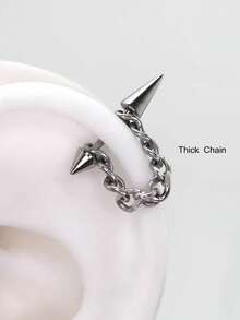 1PC Spike Helix Earring With Removable Chain Stainless Steel Earrings Helix Piercing Cartilage Piercing Gift Jewelry Punk Style Body Jewlry