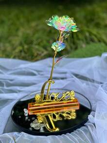 情人节礼物，送给女士、妈妈、情人节生日礼物，银河玫瑰玻璃花，永生玫瑰，情人节鲜花礼物，送给女朋友、姐妹、妻子、奶奶 - 彩色 - 查看 10