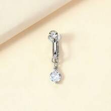1pc Fashionable Versatile Round Zirconia Navel Clamp - Silver - View 5