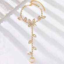 1 pièce Chaîne de cheville avec strass pour femmes. Bracelet de cheville en cristaux brillants, bijou de pied féminin pour mariage, fête. Accessoires de pied estivaux de style bohème avec faux perles pour femmes
