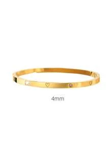 1 chiếc vòng tay thời trang bằng thép không gỉ mạ vàng 18K hình mắt quỷ thanh lịch, trang sức chống nước cho nữ - vàng - Xem 6