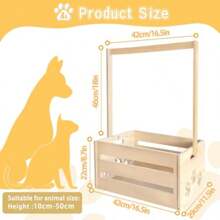 25" X 17" X 12" Wooden Pet Wardrobe ClosetPuppy Toy Basket With Hanging Rods Pet Clothes Rack For Dog Organization And Storage Wooden Crate For Dog Cat Closet Perfect For Toys Clothes And Accessories