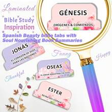 80pcs Spanish Bible Tabs-Soul Nourishing Book Summaries-Peel-And-Stick Laminated Bible Tabs Large Print,Bible Book Name+Bible Inspirational Book Summary Phrase,Books Of The Bible Tabs For Study Bible. School Supplies,Back To School