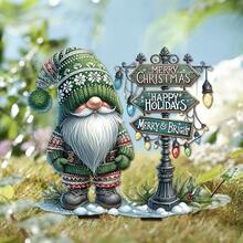 شكل بارز بابعاد من اكريليك لزينة الحديقة على شكل بابا نويل، ديكورات عيد الميلاد خارجية مقاومة للماء وقوية