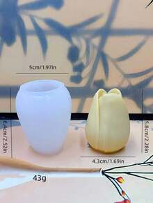 1pc Tulip Floral Silicone Candle Mold, DIY Handmade Plaster Mold - White - View 3