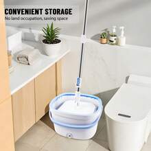 AutoFu Spin Mop And Buckets Sets, Separating Dirty Water From Clean Water,360° Rotating Square Spin Mop, Multi-Functional Wash & Dry Mop, Water Separation, With Reusable Pads, Save Effort Cleaning Tools - White - View 9