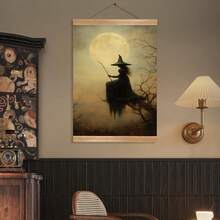 1pc, Canvas Wall Art, Hangable, Wall Art, Poster, Framed Wall Art, Waterproof, Autumn Decor, Halloween Decor, Halloween Witch Art Prints, Dark Academy Wall Decor, Vintage Scary Witch, Halloween Ambiance Decor Mural, Vintage Witch Wall Art, Halloween Decorative Art, Halloween Room Decor, Bathroom Decor, Living Room Decor, Bedroom Decor, Dining Room Wall Decor, Halloween Home Decor Aesthetics - Multicolor - View 6