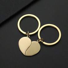 个性化激光雕刻心形钥匙扣，单人和情侣款式，情侣金属吊坠，周年纪念礼物，教师节礼物