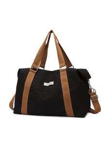 可折叠大容量超轻便携行李袋，涤纶撞色时尚高端旅行袋，适合学校，学校配件，学校用品