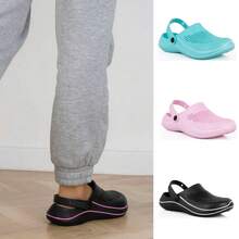 Pantuflas de mujer gruesas y suaves, pantuflas cómodas hogar de EVA antideslizantes, diseño ventilado, fáciles de poner, para interior y exterior – sandalias para casa, playa, piscina, oficina y paseos – 3 colores. - Negro - Ver 1