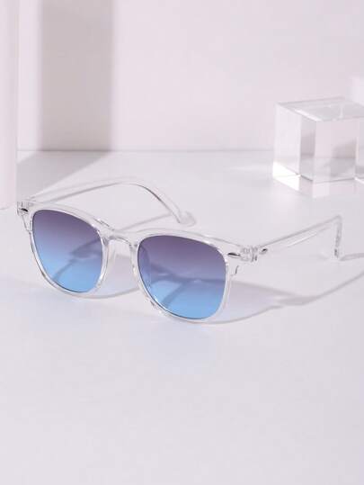 1pc Men Plastic Geometric Transparent Classy Aesthetic Shades Basics Fashion Glasses For Fishing Boating Outdoor Casual Activities Beach Party Tropical Beach Vacay Accessories Back To School Fashionable Preppy School Look