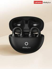 Lenovo Écouteurs Bluetooth Lenovo LP25 avec étui de protection transparent, style tour d'oreille, Écouteurs Bluetooth 5.4 ENC anti-bruit avec longue autonomie et commandes tactiles intelligentes, compatibles avec les appareils Apple et Android