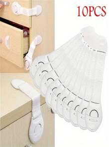 Set de 10 cerraduras de seguridad para gabinetes blancos a prueba de niños, protector de seguridad para cajones y puertas de gabinetes, cerraduras de plástico para puertas