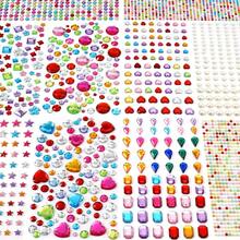 971pcs Crafts Gem Stickers Rhinestones For Crafts, DIY Decoration, Acrylic Bling Self Adhesive Rhinestone Jewel Stickers, Cute Star Heart Round Small Stickers For Women Adults, For Face Eye Body Makeup, Wrapping,Birthdays,Holidays,Back To School,School & Office Supplies - Multicolor - View 10