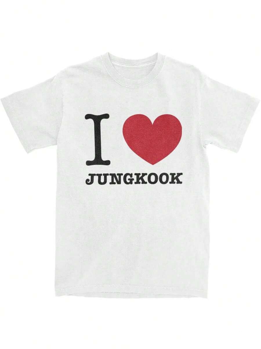 Haikyuu T-Shirt I Love Jungkooks 100 Cotton T Shirts Novelty Tee Shirt For Mens Summer Y2K Basic Casual Short Sleeve Tees - 白色 - 查看 1